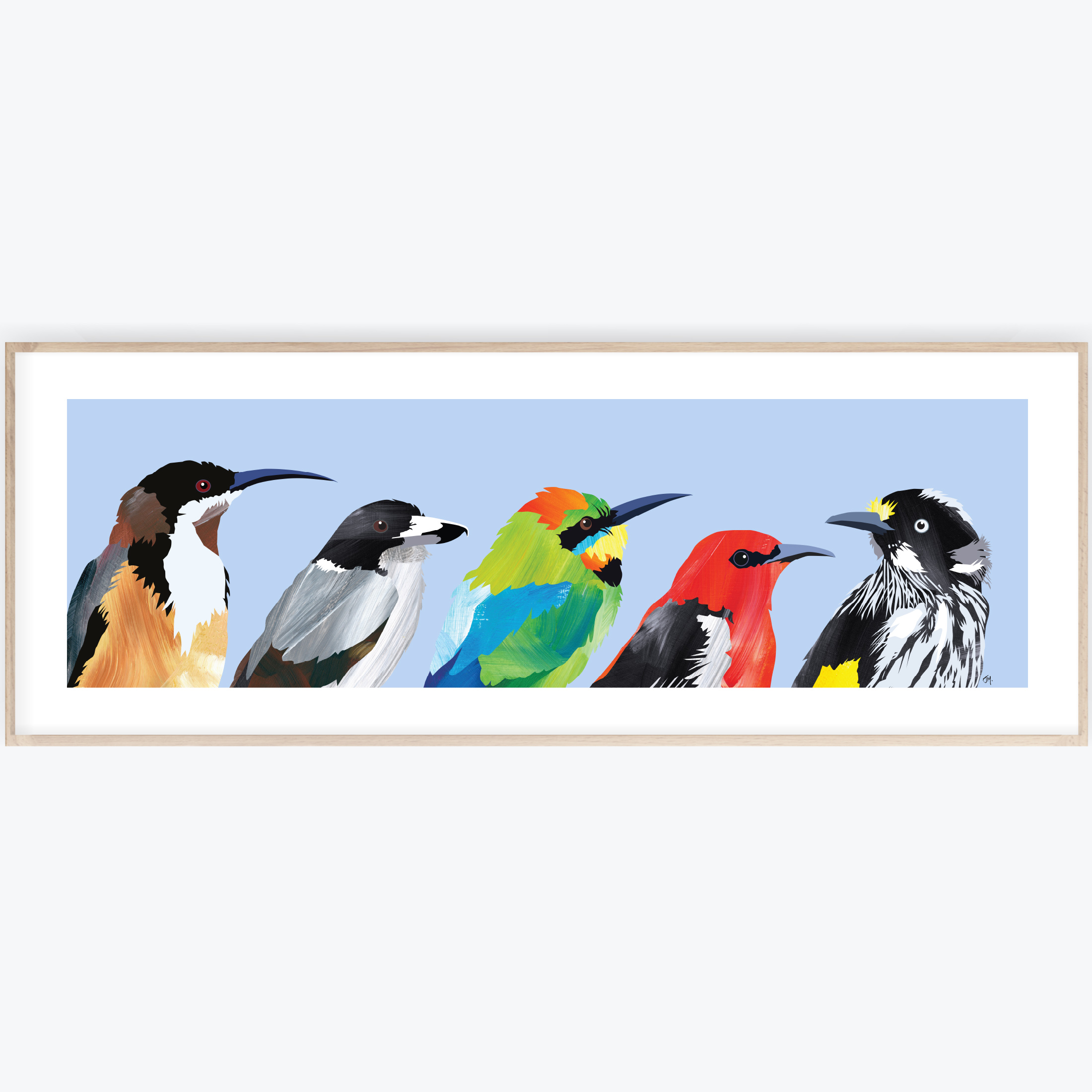 Birds From The Burbs Panoramic Giclee Print